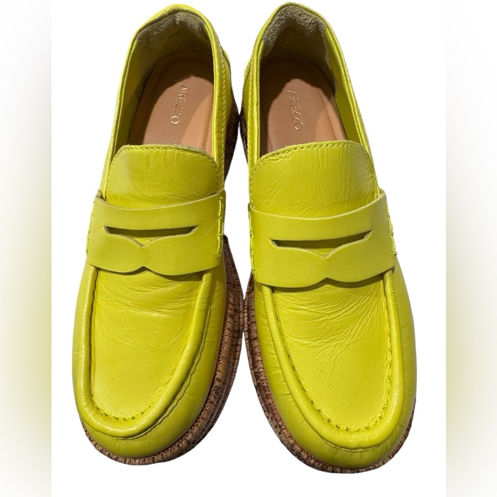 Women’s Lime Green Leather Moccasins - Picture 3 of 6